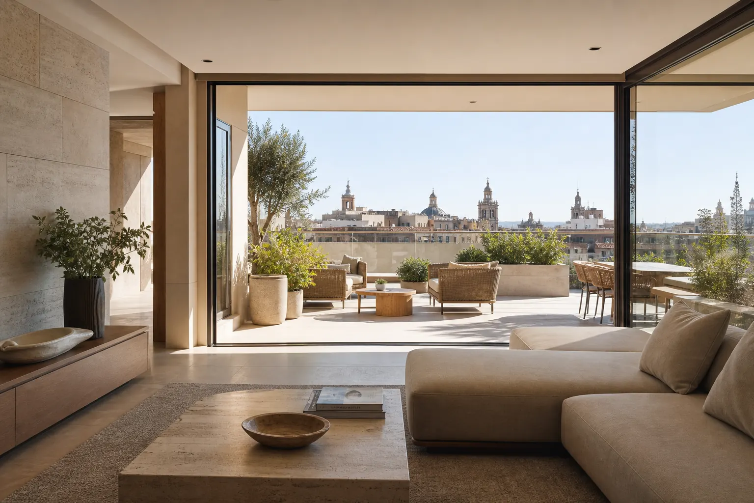 Interior premium y terraza de inmuebles de lujo en Valencia