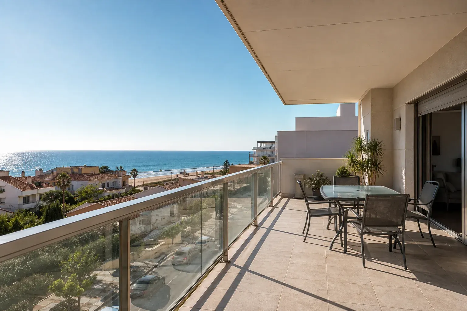 Terraza de un apartamento junto al mar en la provincia de Valencia